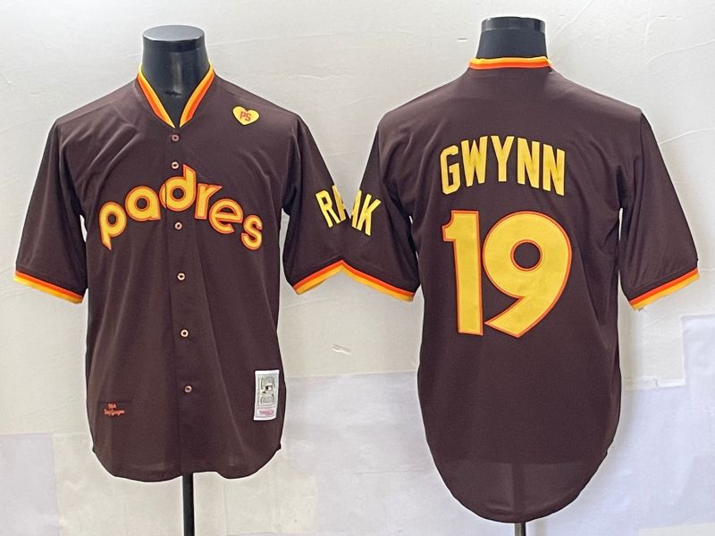 Men 2025 San Diego Padres #19 Gwynn Brown Throwback Nike MLB Jersey style 37->san diego padres->MLB Jersey